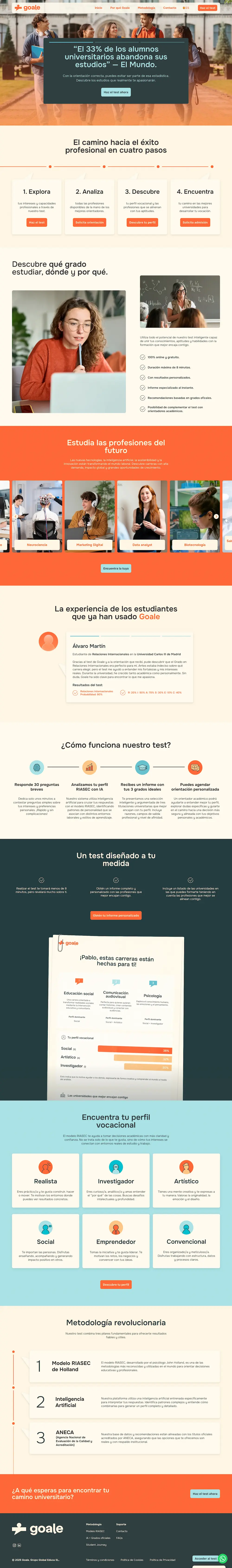 Captura de la página de inicio completa de goaletest.com