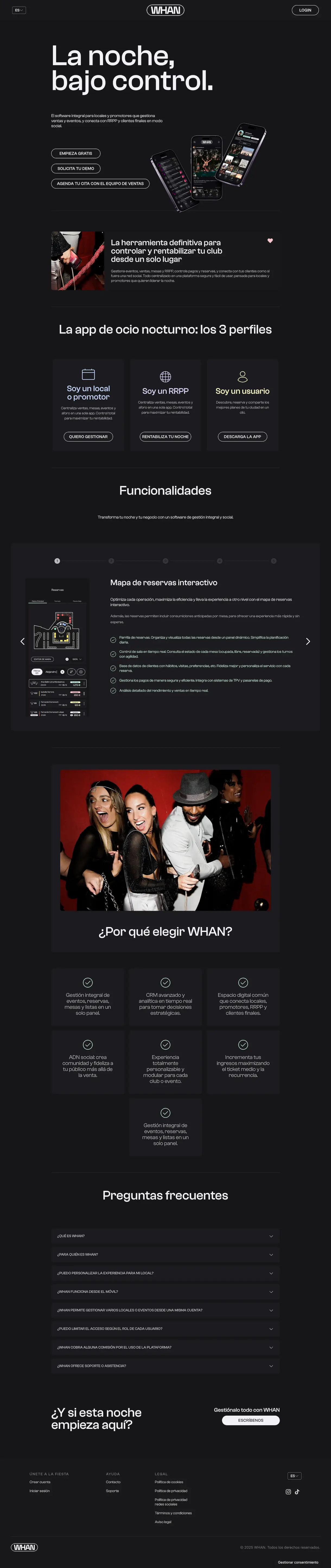 Captura de pantalla de la página de inicio de whan.es