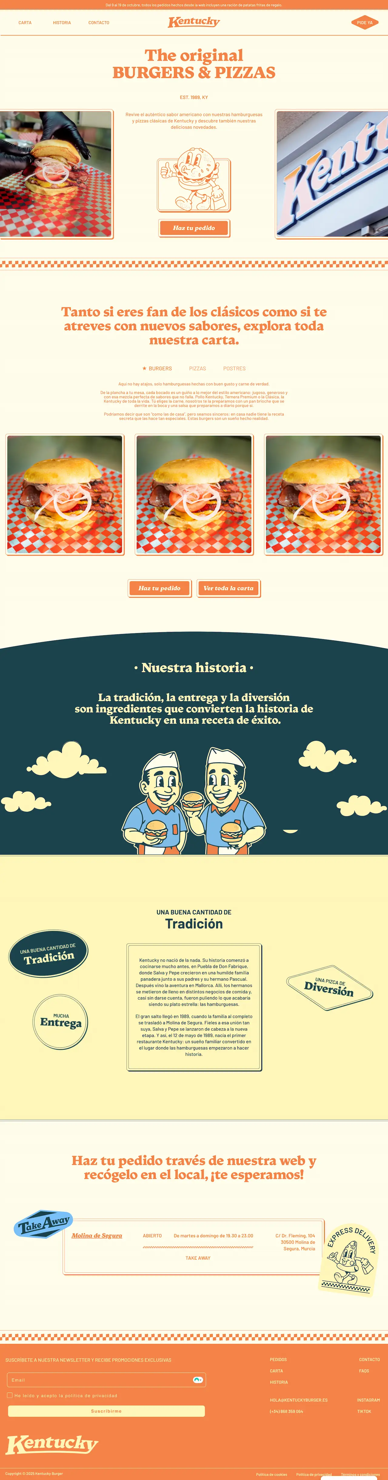 Captura de pantalla de toda la web de Kentucky