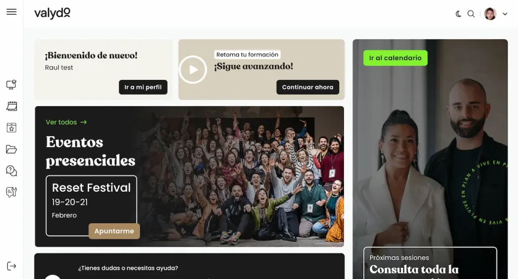 Portada web de formación de Valydo